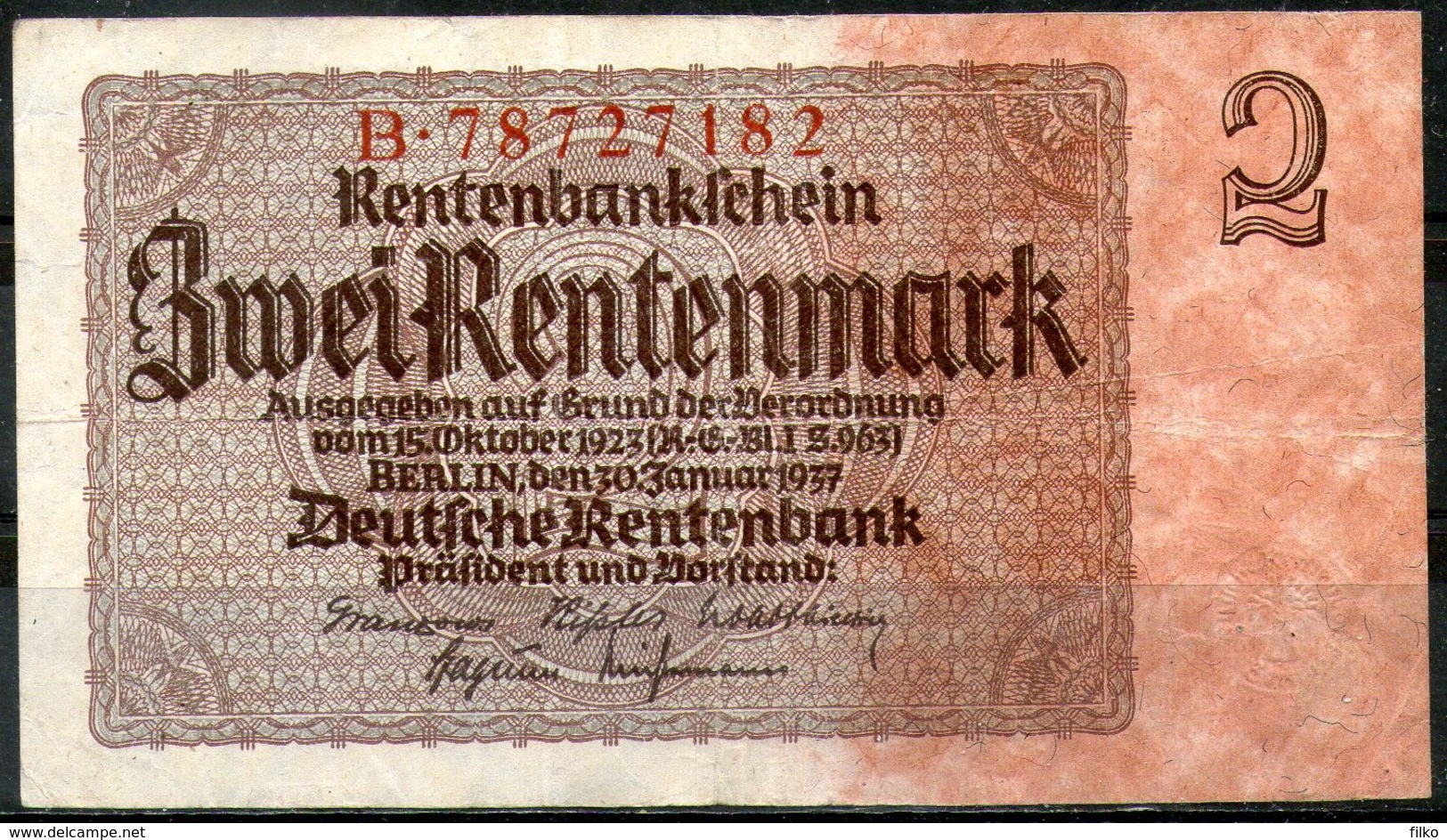 Germany,2 Rentenmark,P.146,1937,as Scan - 2 Rentenmark