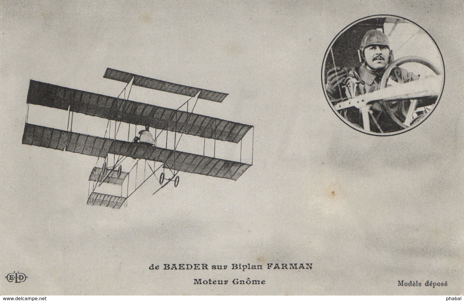 Aviation, Early Aviation, Farman Biplane Aircraft, Baeder, Old Postcard - ....-1914: Precursors