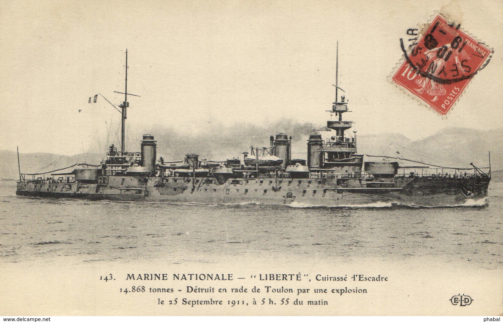 Military, Navy, Liberté Battleship, Destroyed In An Explosion In 1911, Old Postcard - Other & Unclassified