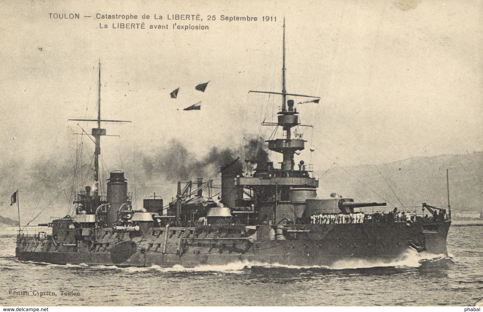 Military, Navy, Liberté Battleship Before Explosion, 1911, Old Postcard - Other & Unclassified