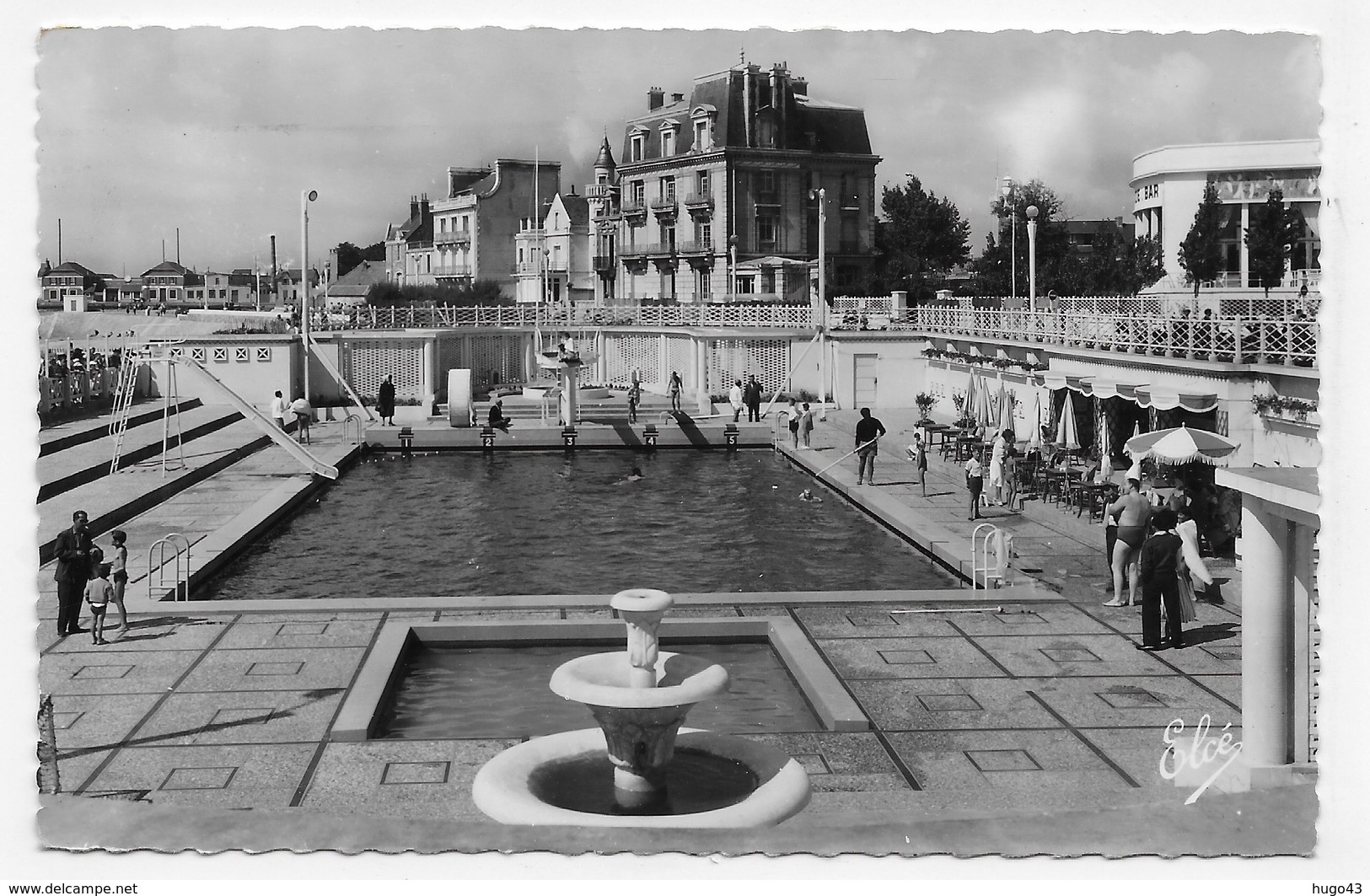 (RECTO / VERSO) LES SABLES D' OLONNE EN 1959 - N° 7317 - LA PSICINE - BELLE FLAMME - FORMAT CPA VOYAGEE - Sables D'Olonne