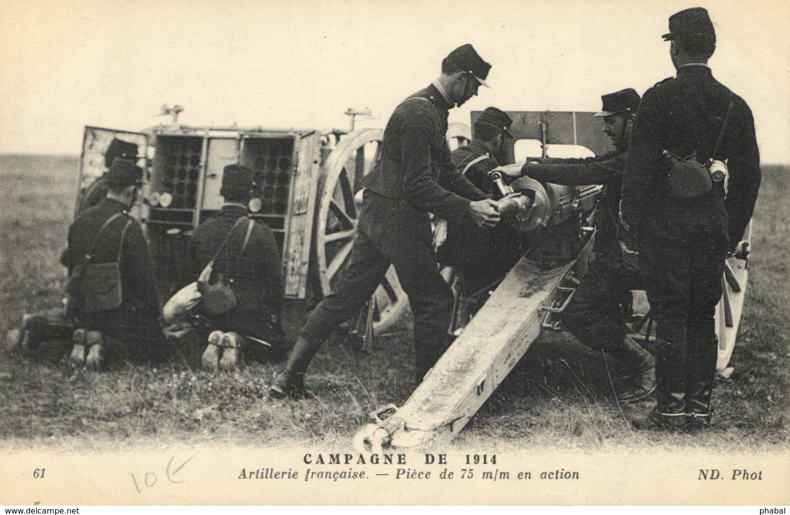 Military, World War I., French 75 Mm Artilley Canon In Action, Old Postcard - War 1914-18