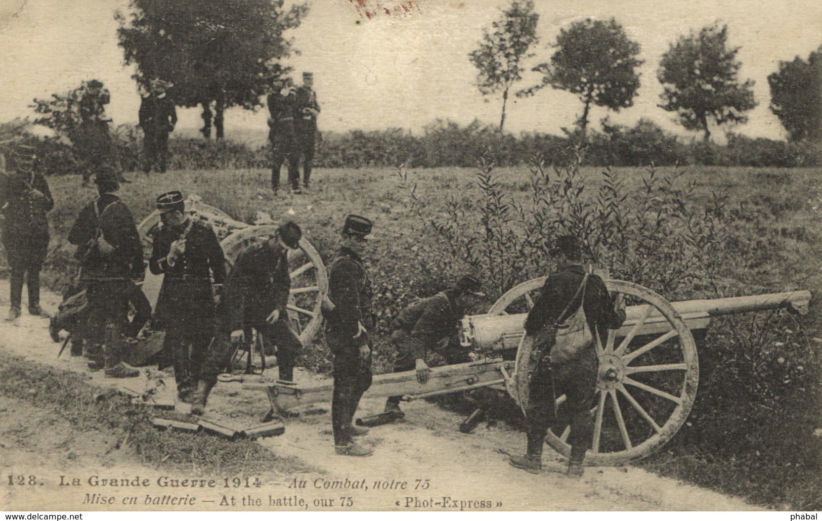 Military, World War I., 75 Mm Artilley Canons In Combat, Old Postcard - War 1914-18