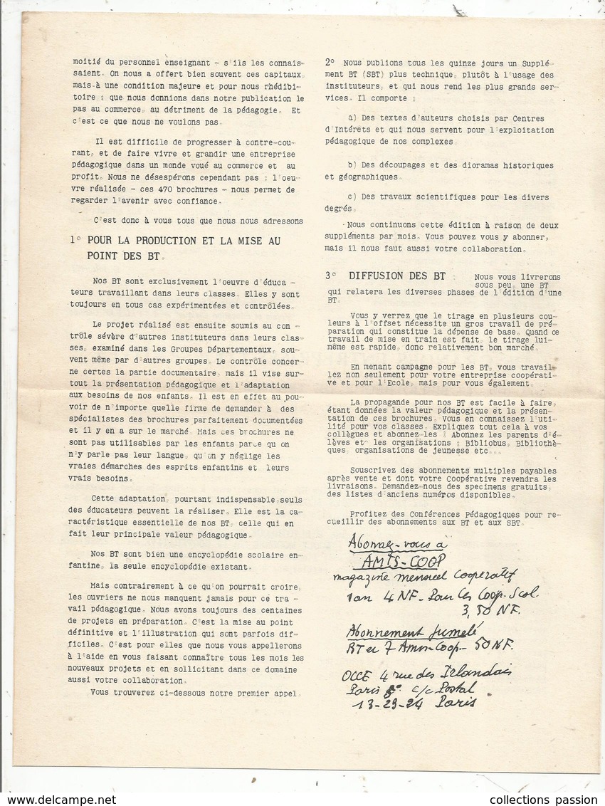 Bibliothéque De Travail , N° 472 , 1960 ,LA GRANDE PÊCHE , 32 Pages + Supplément Pédagogique , 4 Scans , Frais Fr 2.85 E - Jacht/vissen