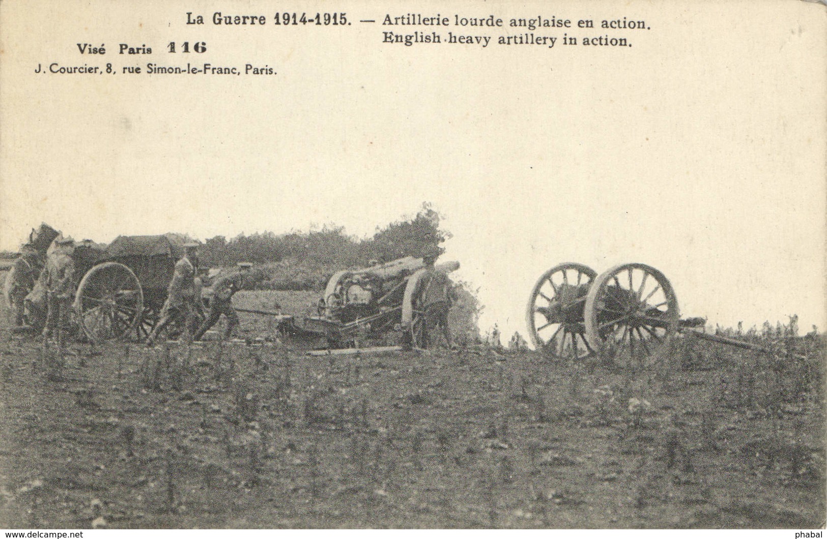 Military, World War I., English Heavy Artillery In Action, Old Postcard - War 1914-18