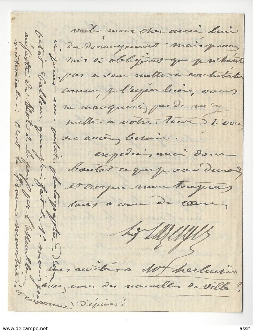 HIPPOLYTE LAZERGES (1817-1887) AUTOGRAPHE ORIGINAL AUTOGRAPH 4 LAS PEINTRE ORIENTALISTE /FREE SHIPPING R - Autres & Non Classés