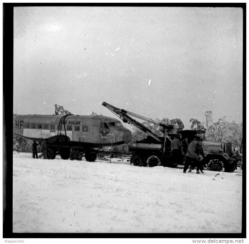 Lot De 20 Négatifs Transport D'un Avion Au Markstein Haut-Rhin Vallée De Thann Novembre 1949 Transports Koenig - Autres & Non Classés