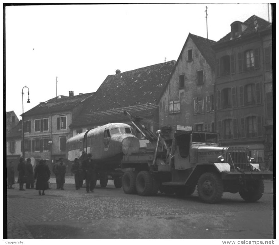 Lot de 20 Négatifs Transport d'un Avion au Markstein Haut-Rhin Vallée de Thann Novembre 1949 Transports Koenig