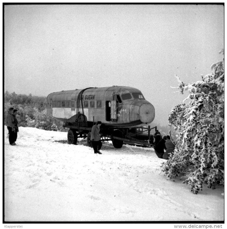 Lot de 20 Négatifs Transport d'un Avion au Markstein Haut-Rhin Vallée de Thann Novembre 1949 Transports Koenig