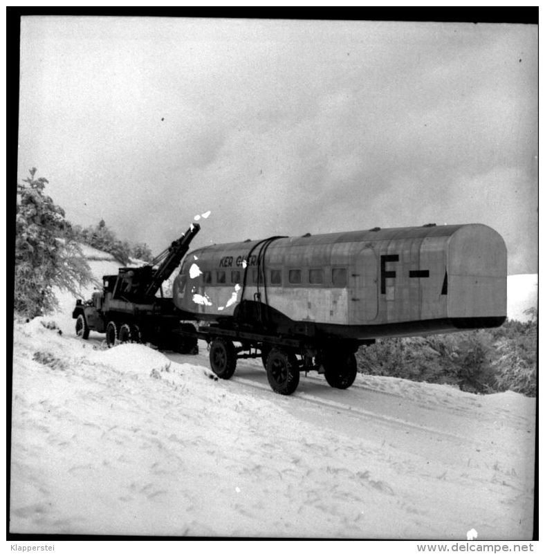 Lot de 20 Négatifs Transport d'un Avion au Markstein Haut-Rhin Vallée de Thann Novembre 1949 Transports Koenig