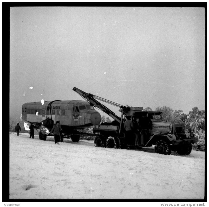 Lot de 20 Négatifs Transport d'un Avion au Markstein Haut-Rhin Vallée de Thann Novembre 1949 Transports Koenig