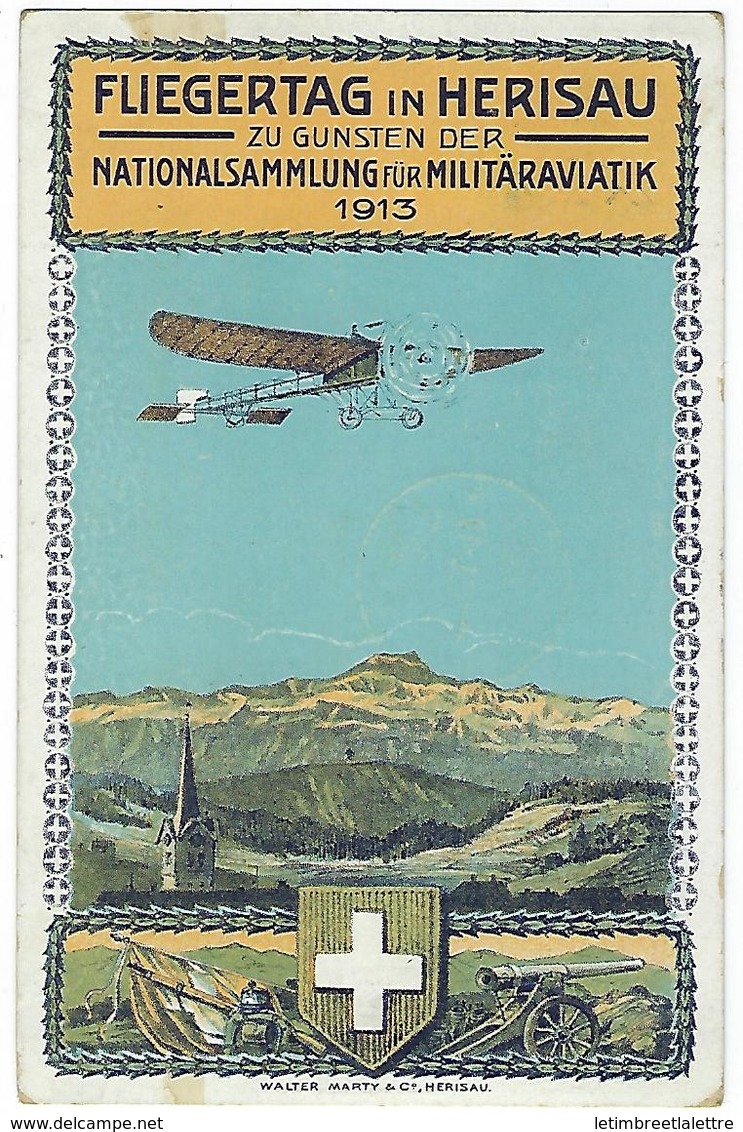 Carte De Suisse, Granges - Zurich, Le 13 / 04 / 1924, Via Flugpost, Avec Vignette - Postmark Collection