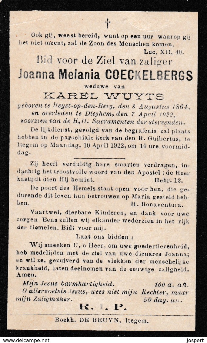 Heist-op-den-Berg, Heyst, Diegem, Dieghem, 122, Jeanne Coeckelbergs, Wuyts - Imágenes Religiosas