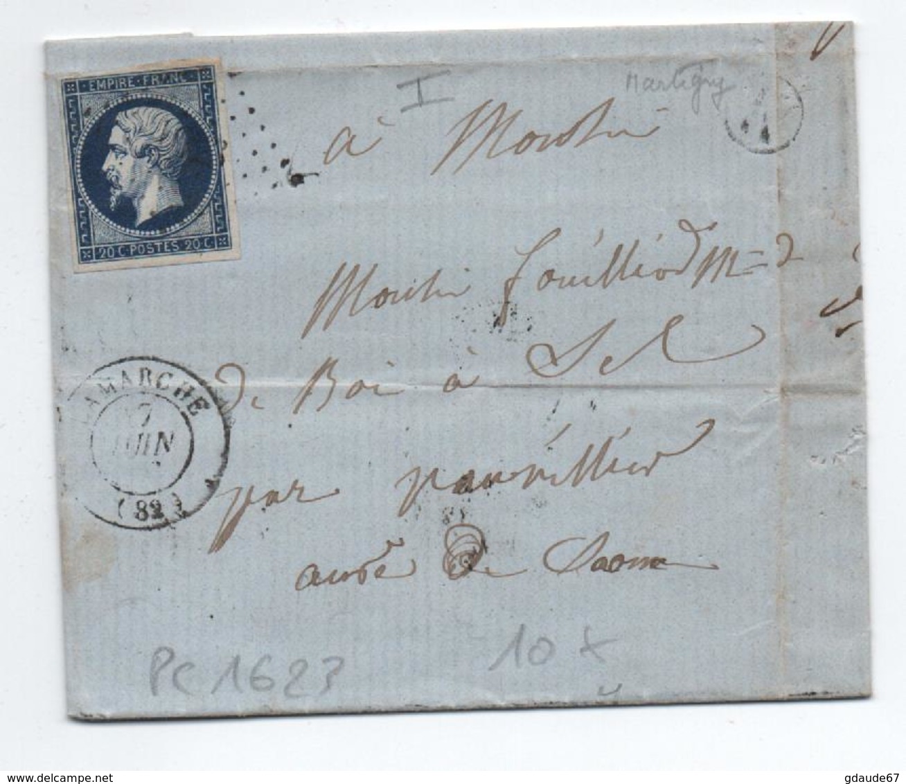 1856 - LETTRE De MARTIGNY (BOITE RURALE K) Avec TàD De LAMARCHE (VOSGES) & PC 1623 - 1849-1876: Période Classique