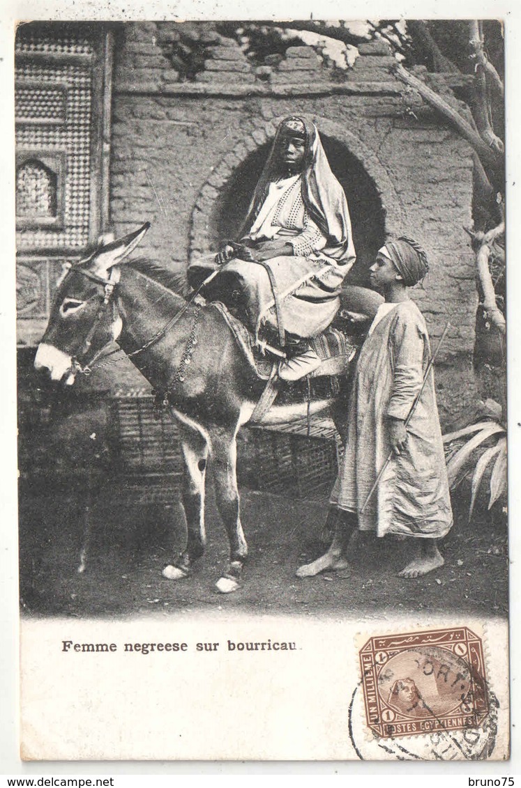 EGYPTE - Femme Négresse Sur Bourricau (bourricot) - Personnes