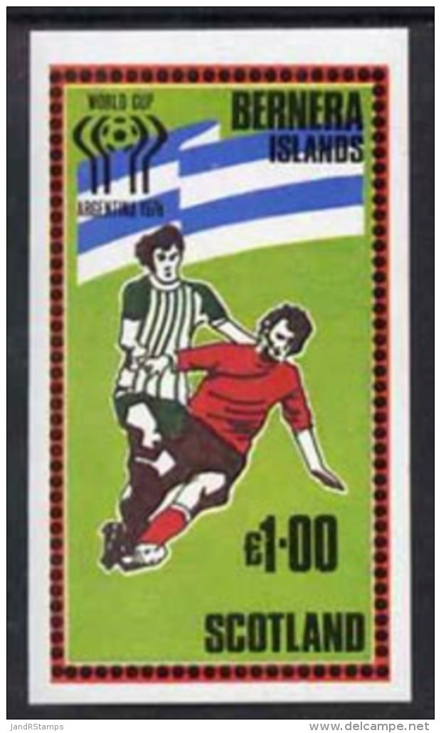 21143 Bernera 1978 Football World Cup Imperf Souvenir Sheet (1 Value) Unmounted Mint - 1978 – Argentina