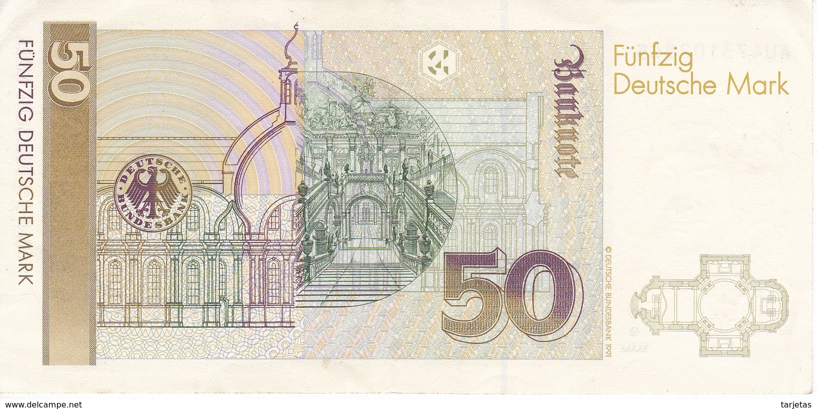 BILLETE DE ALEMANIA DE 50 MARCK DEL AÑO 1991 EN CALIDAD EBC (XF)  (BANKNOTE) - 50 Deutsche Mark