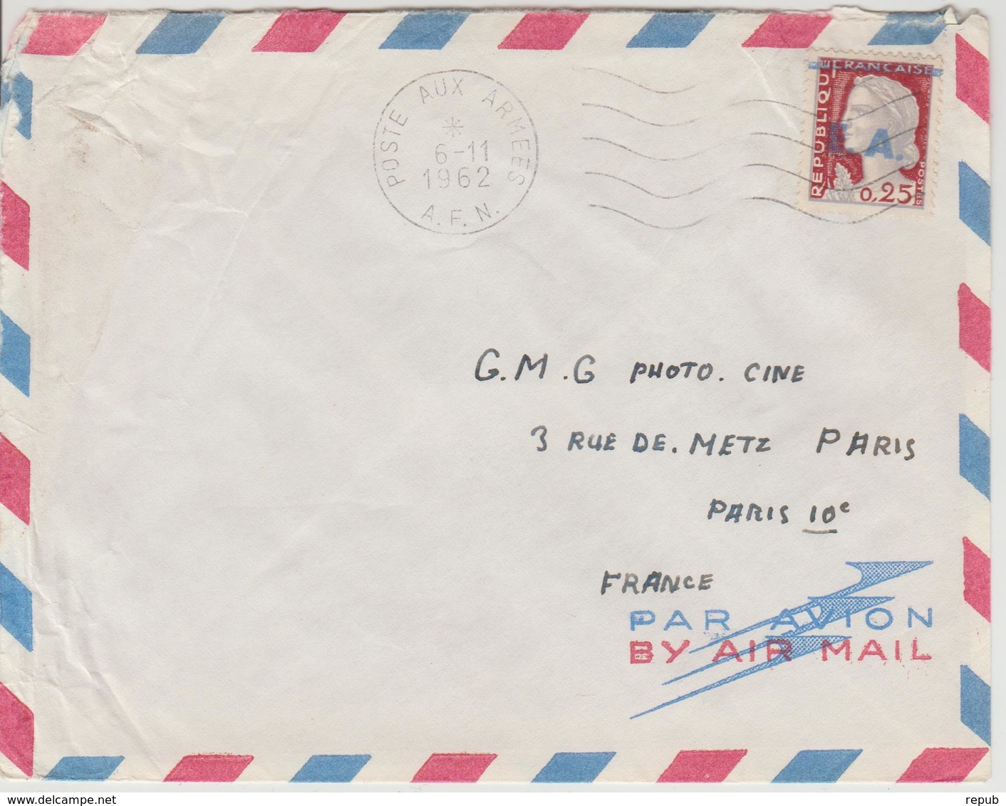 Algérie Lettre De 1962 Avec Affranchissement Marianne Decaris Surchagée EA Oblitération AFN - Algeria (1962-...)