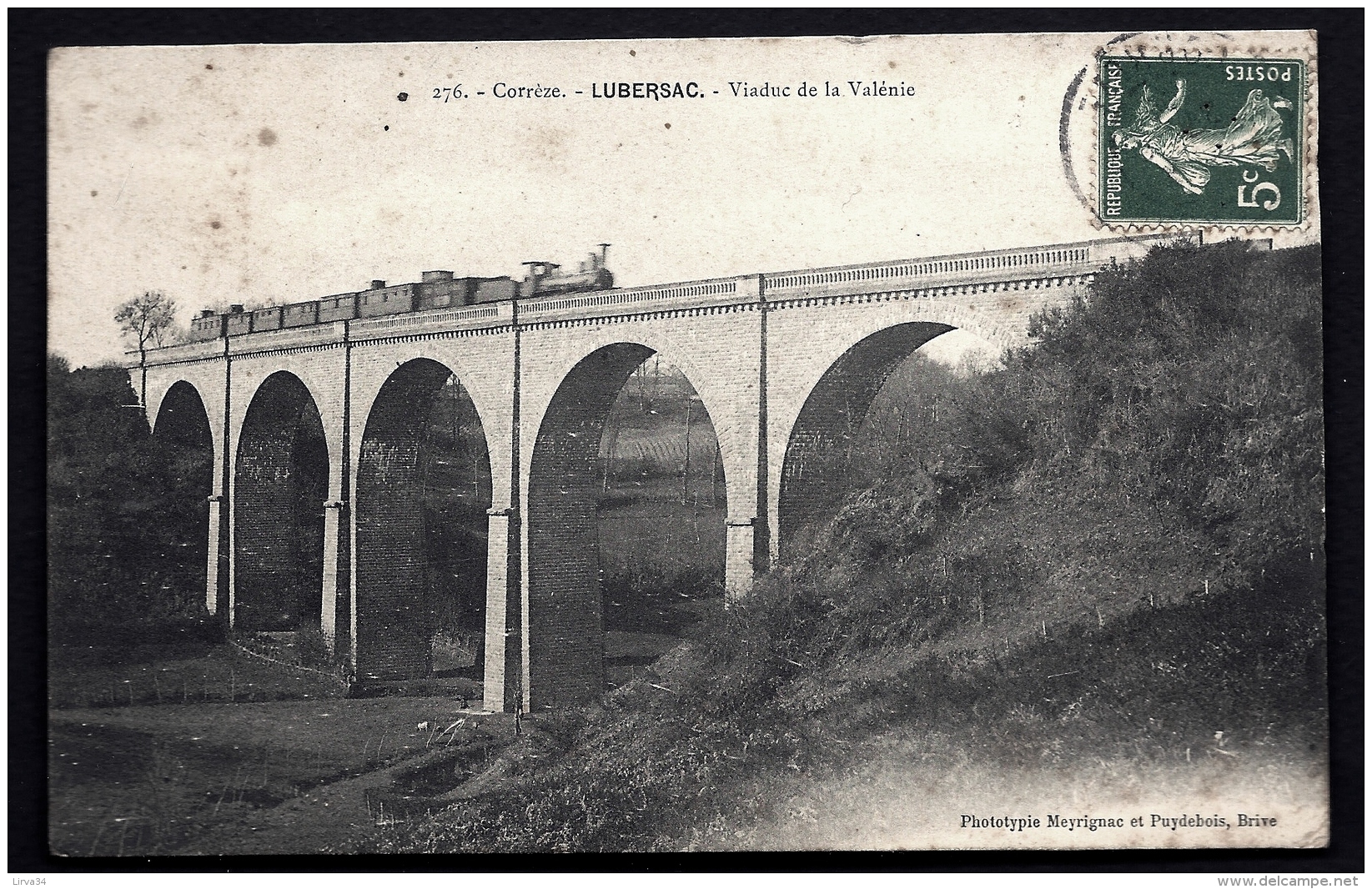 CPA ANCIENNE FRANCE- LUBERSAC (19)- VIADUC DE LA VALÉNIE- PASSAGE DU TRAIN A VAPEUR- GROS PLAN - Autres & Non Classés