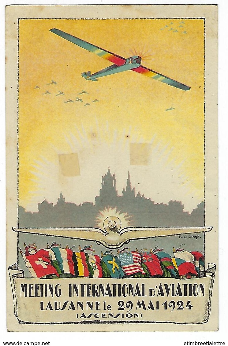 Carte De Suisse, Meeting International D'aviation à Lausanne Le 29 Mai 1924 - Poststempel