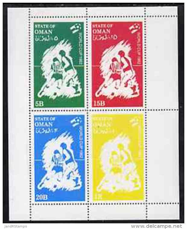 57448 Oman 1982 Football World Cup Perf Sheetlet Containing Set Of 4 Values Unmounted Mint - 1982 – Spain