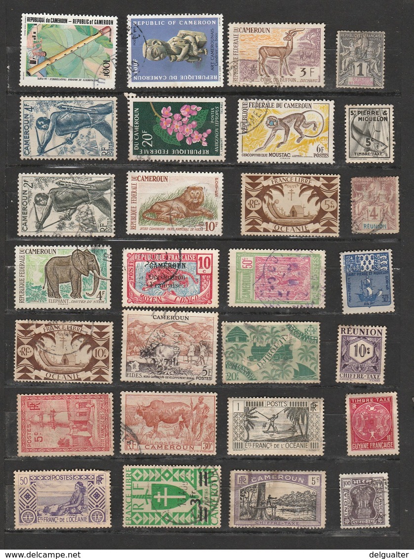 Lot 28 Stamps Mostly French Colonies - Vrac (max 999 Timbres)