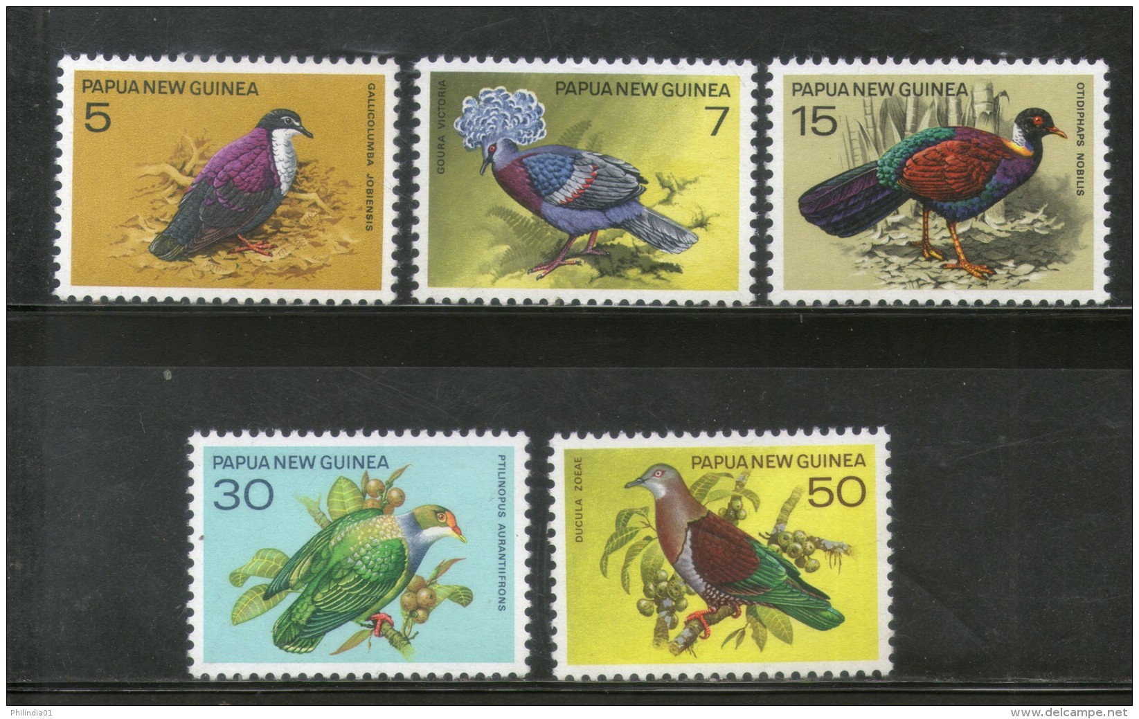 Papua New Guinea 1977 Protected Birds Pheasant Pigeon Dove Animal 5v MNH # 3690 - Pauwen