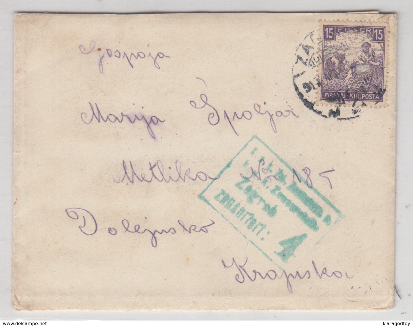 Hungary Croatia 191? Letter Cover Travelled Zagreb To Metlika - Censored WWI B180420 - Militaria