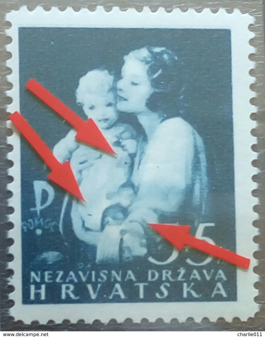 MOTHER WITH CHILD-5+5-CHARITY STAMP-ERROR-NDH-CROATIA-1943 - Croatia