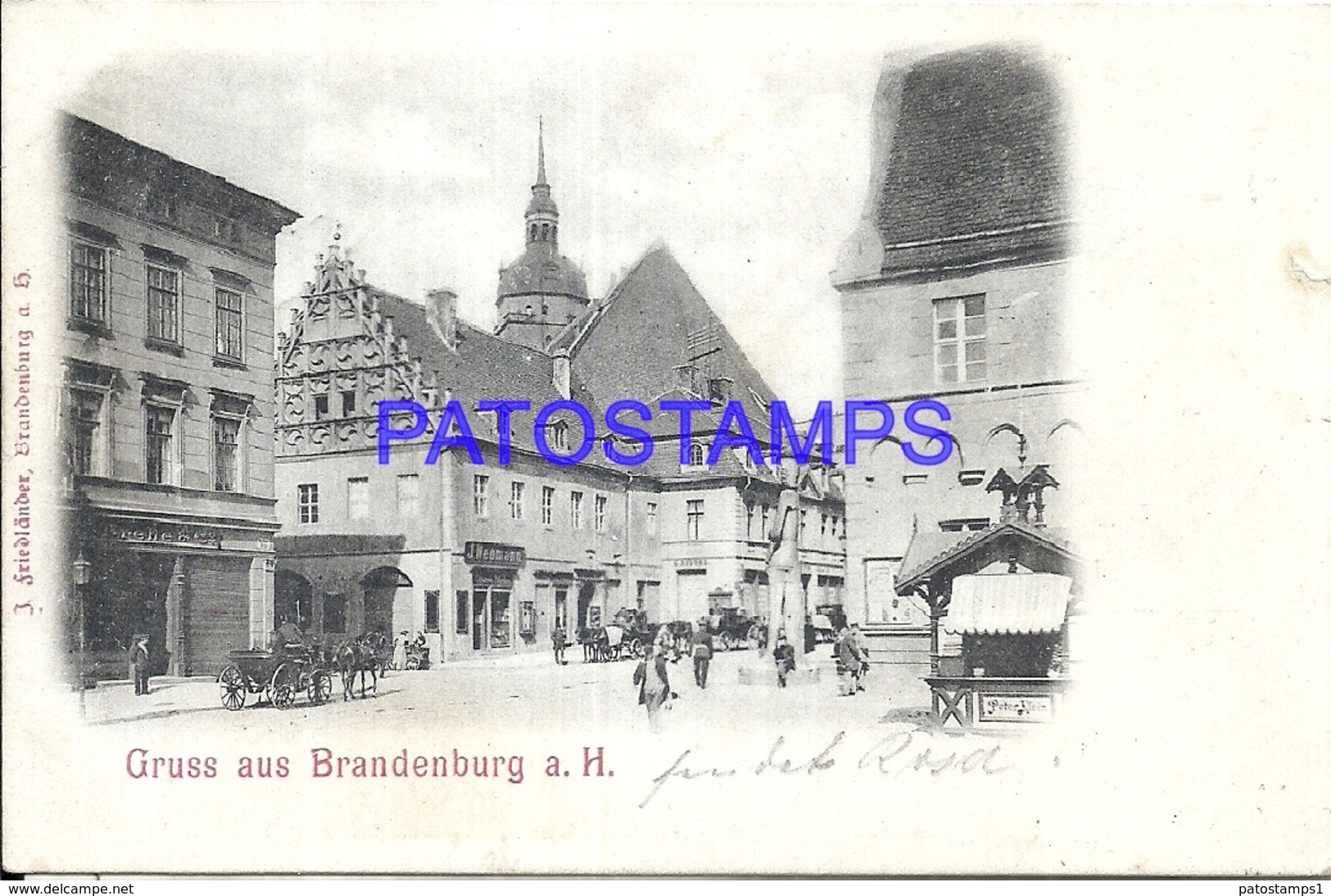 92903 GERMANY GRUSS AUS BRANDENBURG STREET CANCEL TRAIN CIRCULATED TO BERLIN POSTAL POSTCARD - Autres & Non Classés