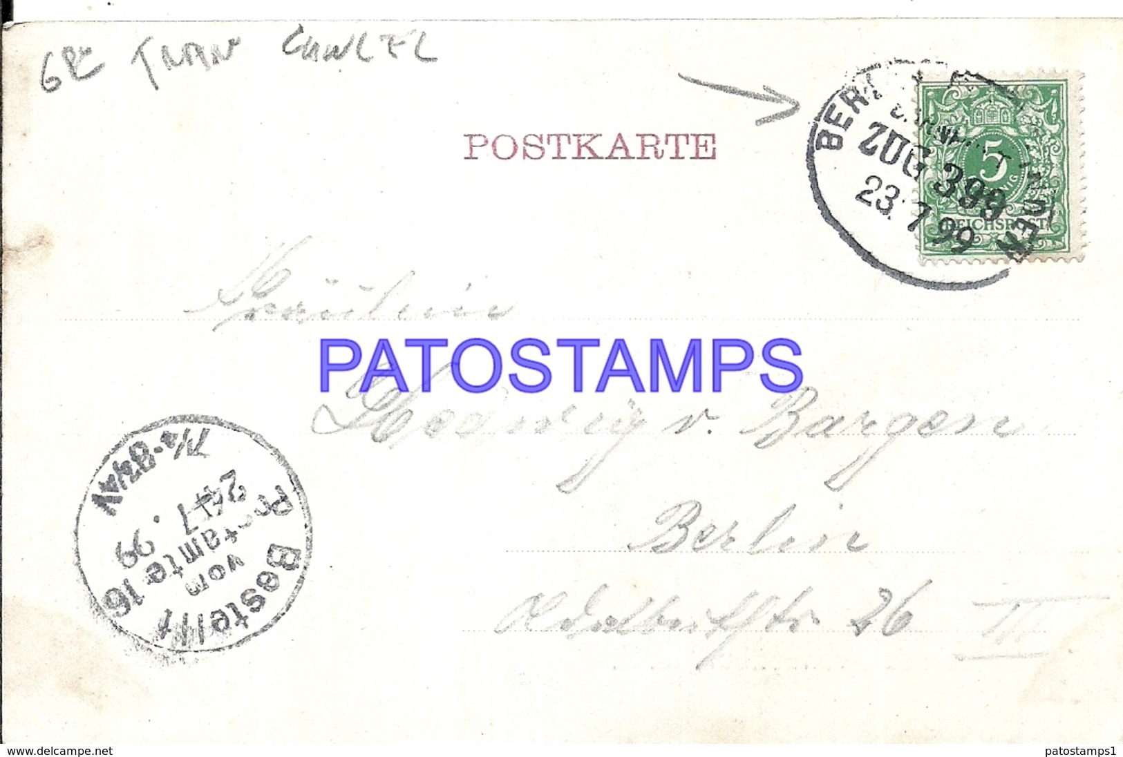 92903 GERMANY GRUSS AUS BRANDENBURG STREET CANCEL TRAIN CIRCULATED TO BERLIN POSTAL POSTCARD - Autres & Non Classés