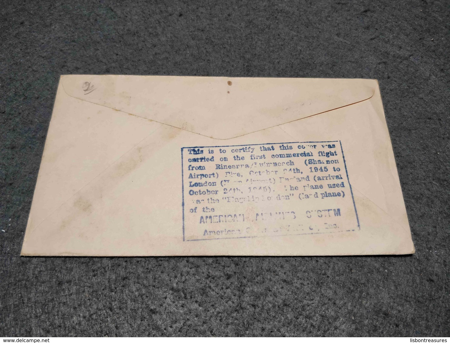 RARE IRELAND FFC AMERICAN AIRLINES SYSTEM LEAVE AND RETURN ON SAME DAY RINEARRA AIRPORT - TO LONDON 1945 - Airmail