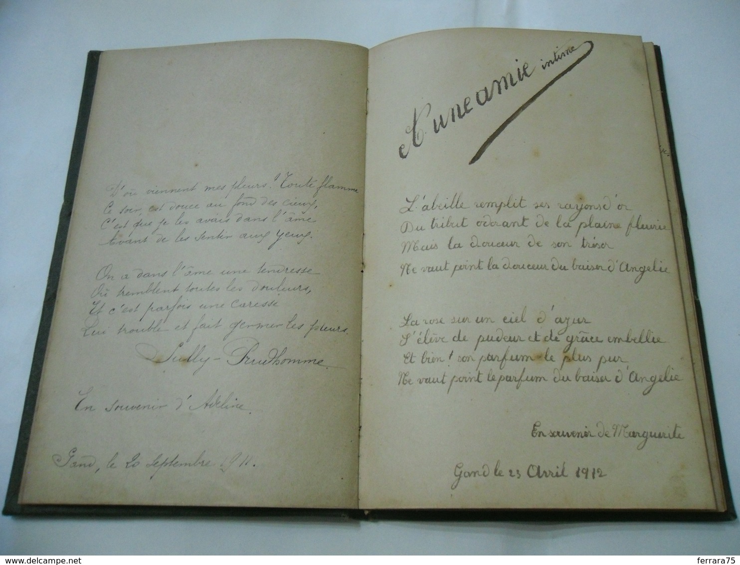 DIARIO DI POESIE D'AMORE AMOUR IN LINGUA FRANCESE FRENCH CON DISEGNI 1911.