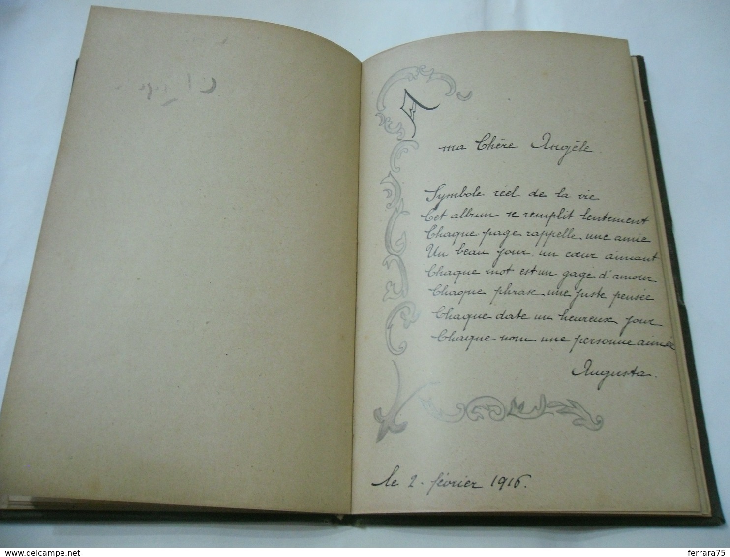 DIARIO DI POESIE D'AMORE AMOUR IN LINGUA FRANCESE FRENCH CON DISEGNI 1911.