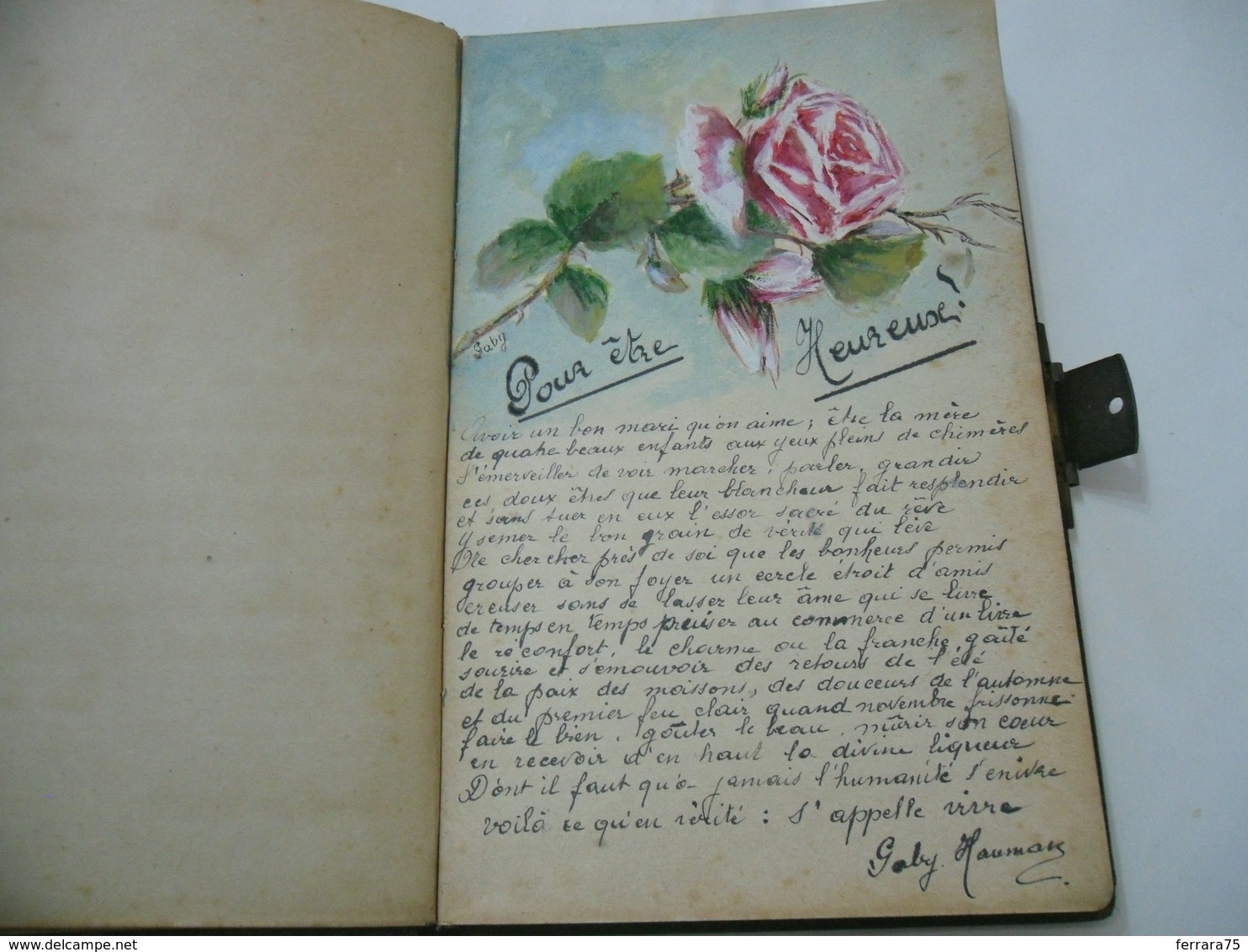 DIARIO DI POESIE D'AMORE AMOUR IN LINGUA FRANCESE FRENCH CON DISEGNI 1917. - Altri & Non Classificati