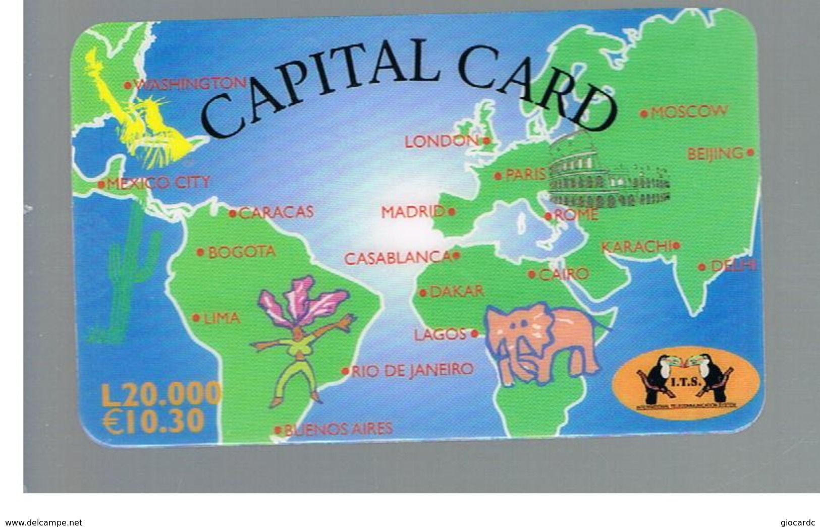 ITALIA (ITALY) - REMOTE -  I.T.S.  - CAPITAL CARD, WORLD MAP 10,30 EURO -    USED - RIF. 10936 - Schede GSM, Prepagate & Ricariche