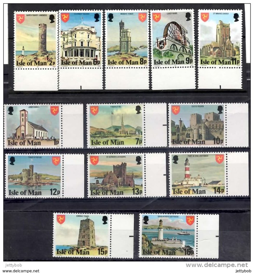 IoM 1978 Landmarks 13 Values From 0.5p To 16p UMM All Marginal Copies - Man (Insel)