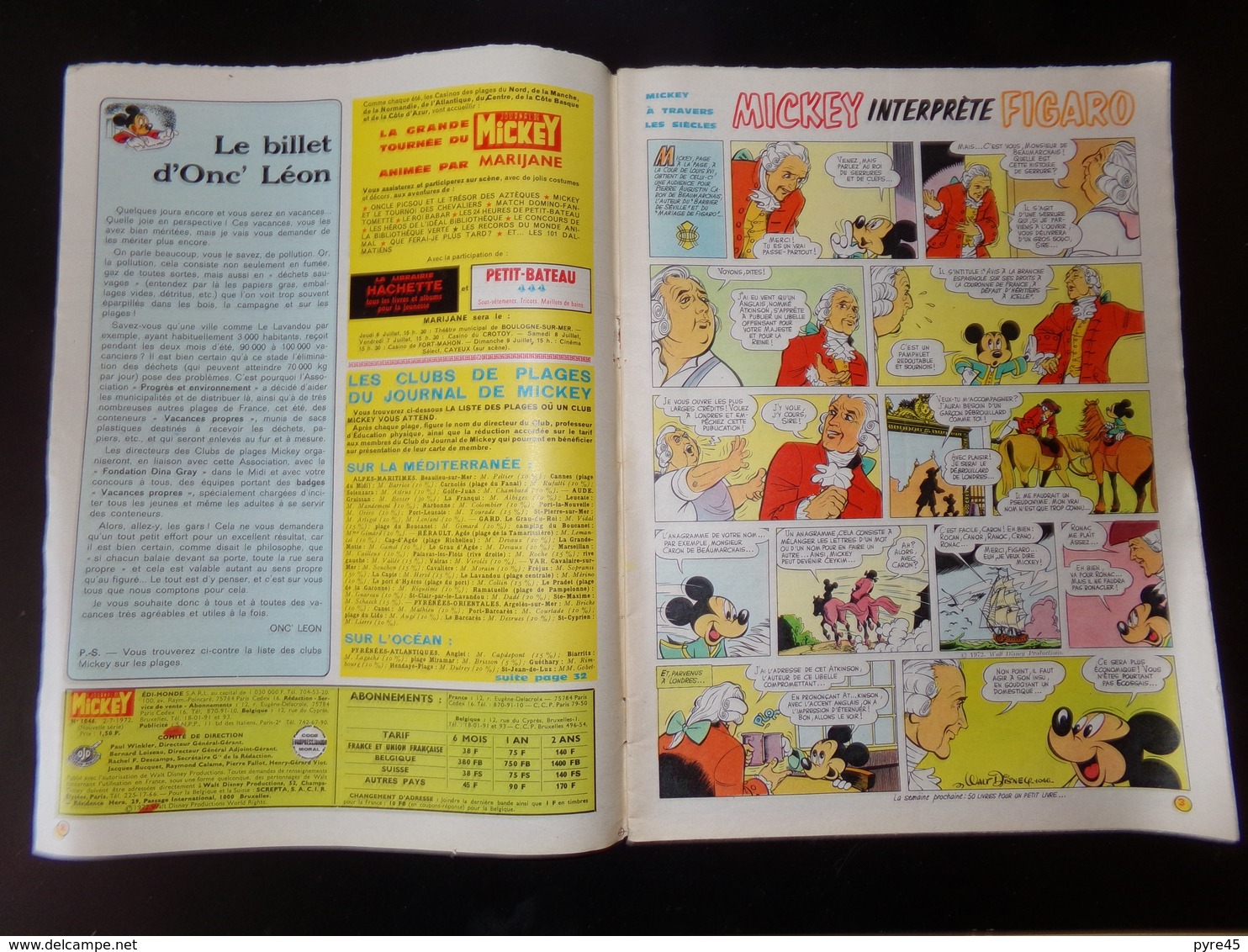 Le Journal De Mickey Nouvelle Série 1972 N° 1046 , 39 Pages - Disney