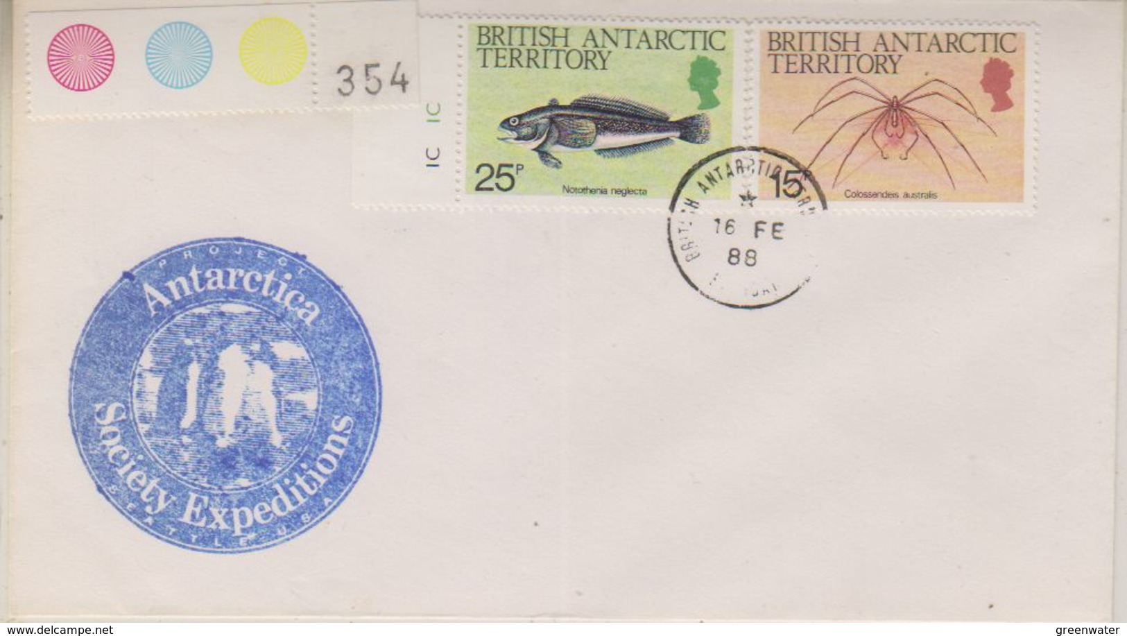 British Antarctic Territory 1988 Antarctic Society Expeditions Ca 16 Fe 88 Faraday Cover 38396) - Brieven En Documenten