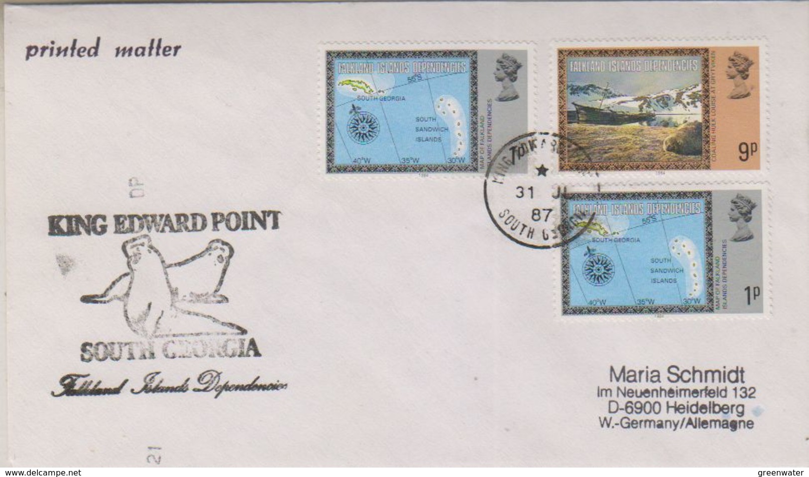 South Georgia 1987 King Edward Point Ca 31 Jl 1987 Cover (38398) - Covers & Documents
