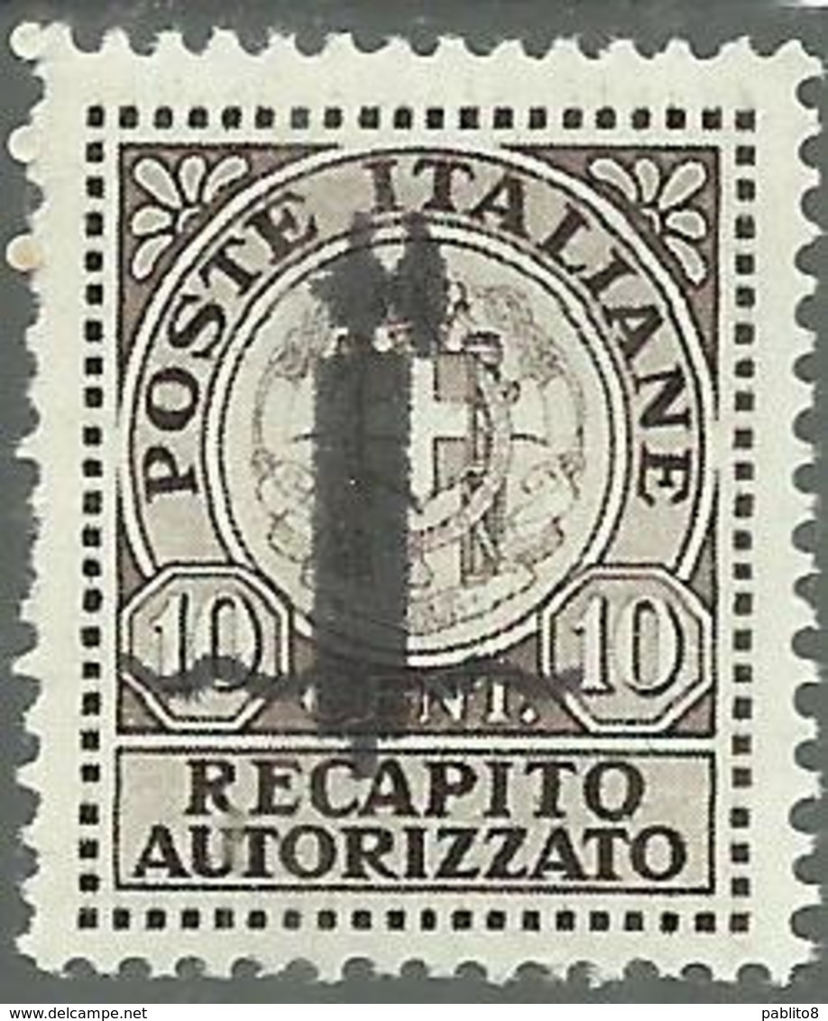 ITALIA REGNO ITALY KINGDOM 1944 RSI REPUBBLICA SOCIALE RECAPITO NON EMESSO CENT. 10c MNH FASCIO FIRMATO SIGNED - Nuovi