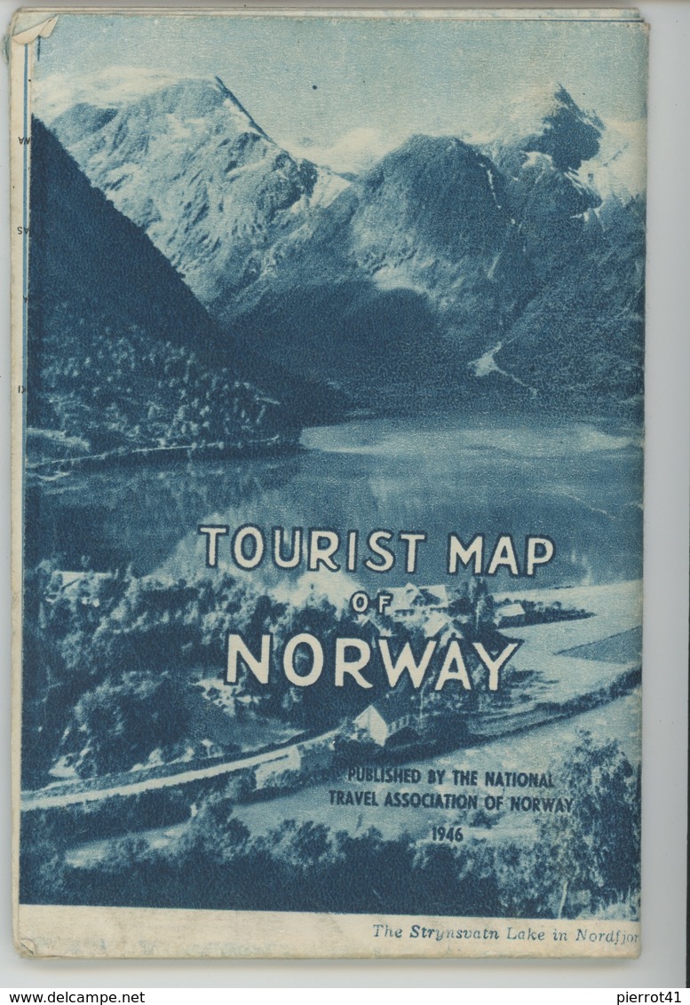 DEPLIANTS PUBLICITAIRES - 1946 - Tourist Map Of NORWAY Published By The NATIONAL TRAVEL ASSOCIATION OF NORWAY - Dépliants Touristiques