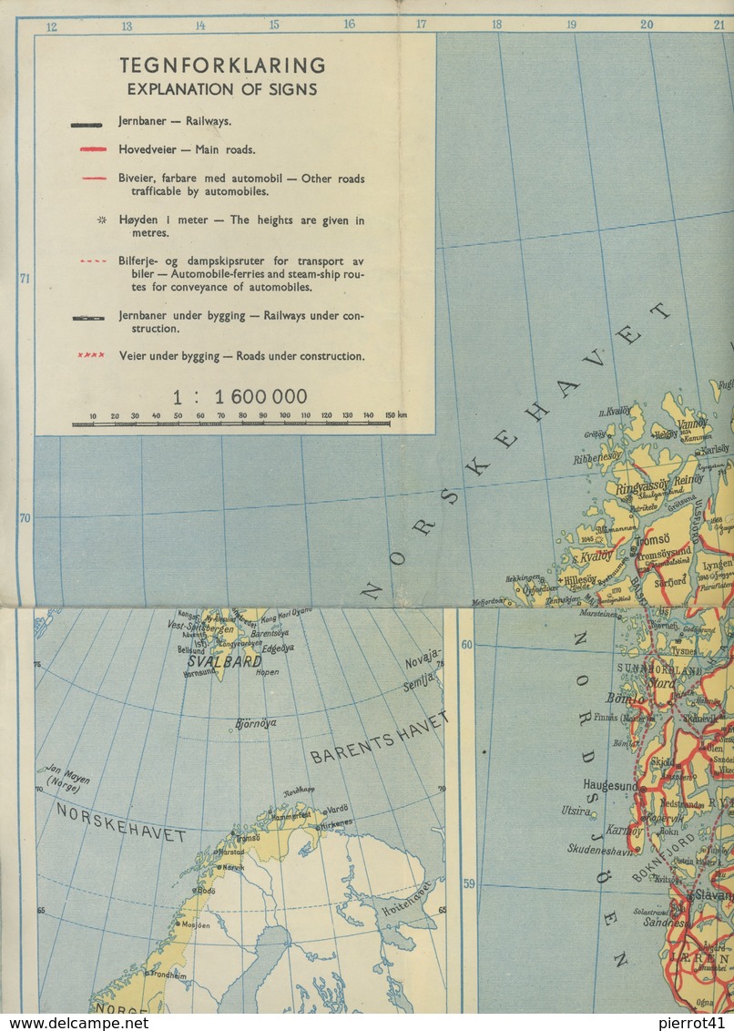 DEPLIANTS PUBLICITAIRES - 1946 - Tourist Map Of NORWAY Published By The NATIONAL TRAVEL ASSOCIATION OF NORWAY - Dépliants Touristiques