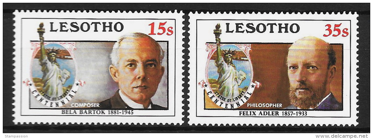 Lésotho 1986 -   Neuf **, MNH  - Statue De La Liberté, Liberty, Bartok, Adler - Lesotho (1966-...)