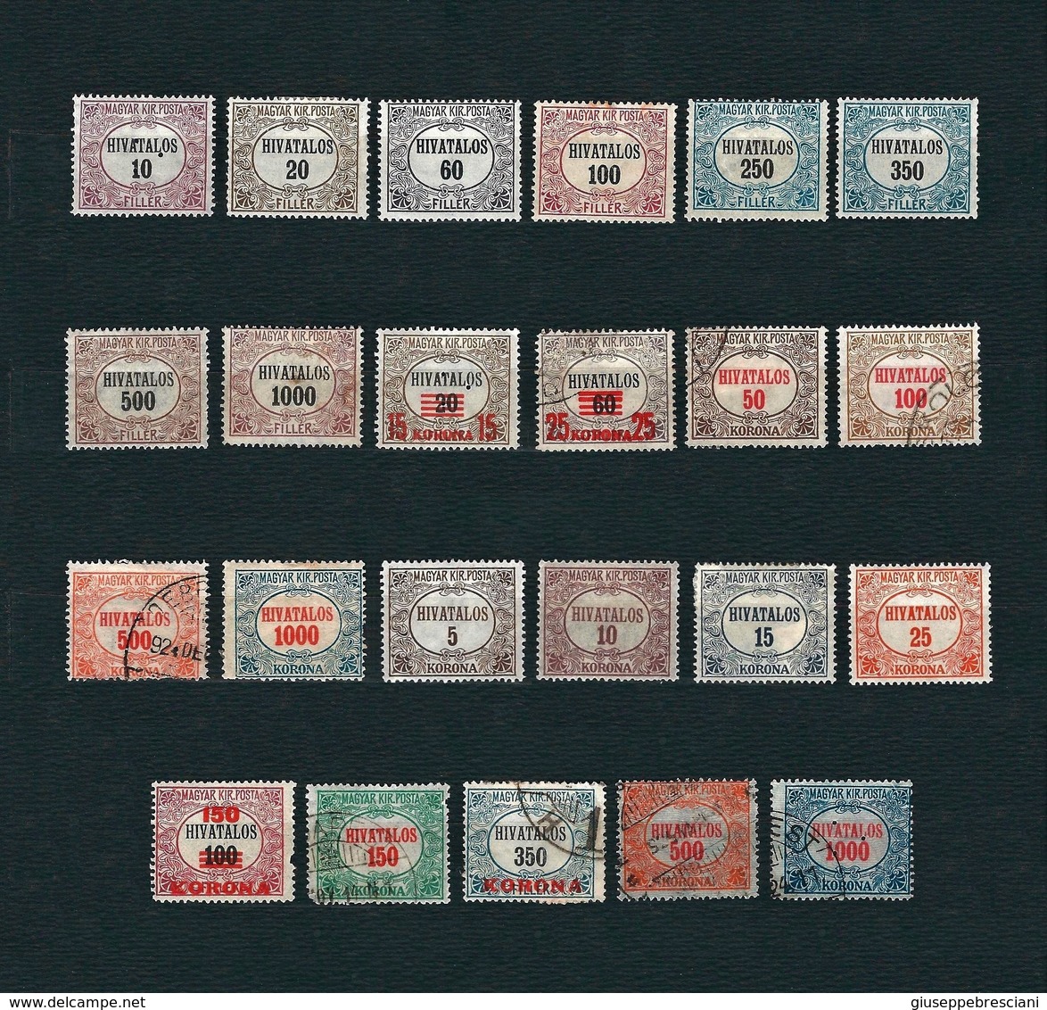 UNGHERIA 1921-23 - Dienstmarken - 19 Valori - Michel D1-27 - Servizio