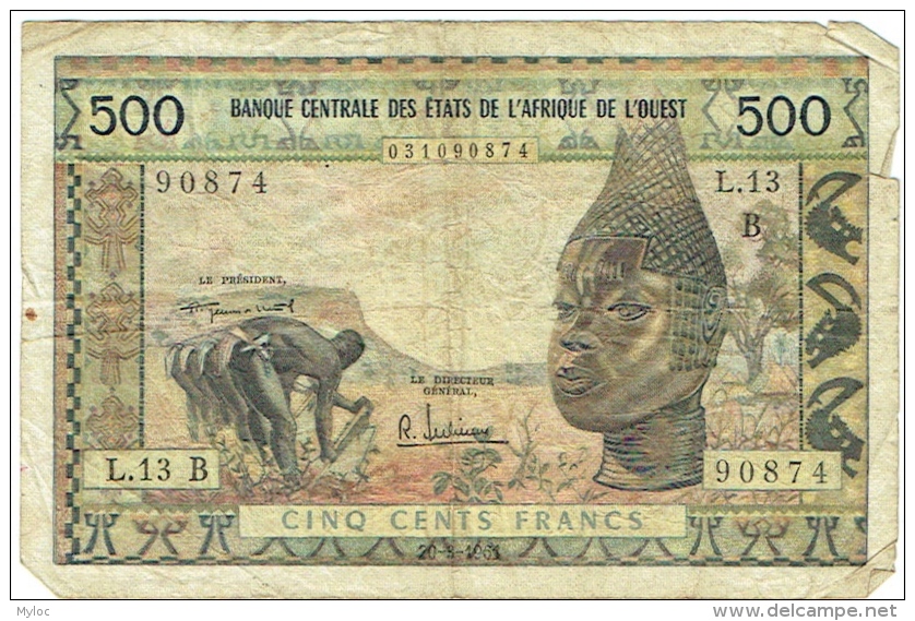 Banque Centrale Des Etats D'Afrique De L'Ouest. Cinq Cents Francs. 500 Francs. 20-3-1951. - Stati Dell'Africa Occidentale