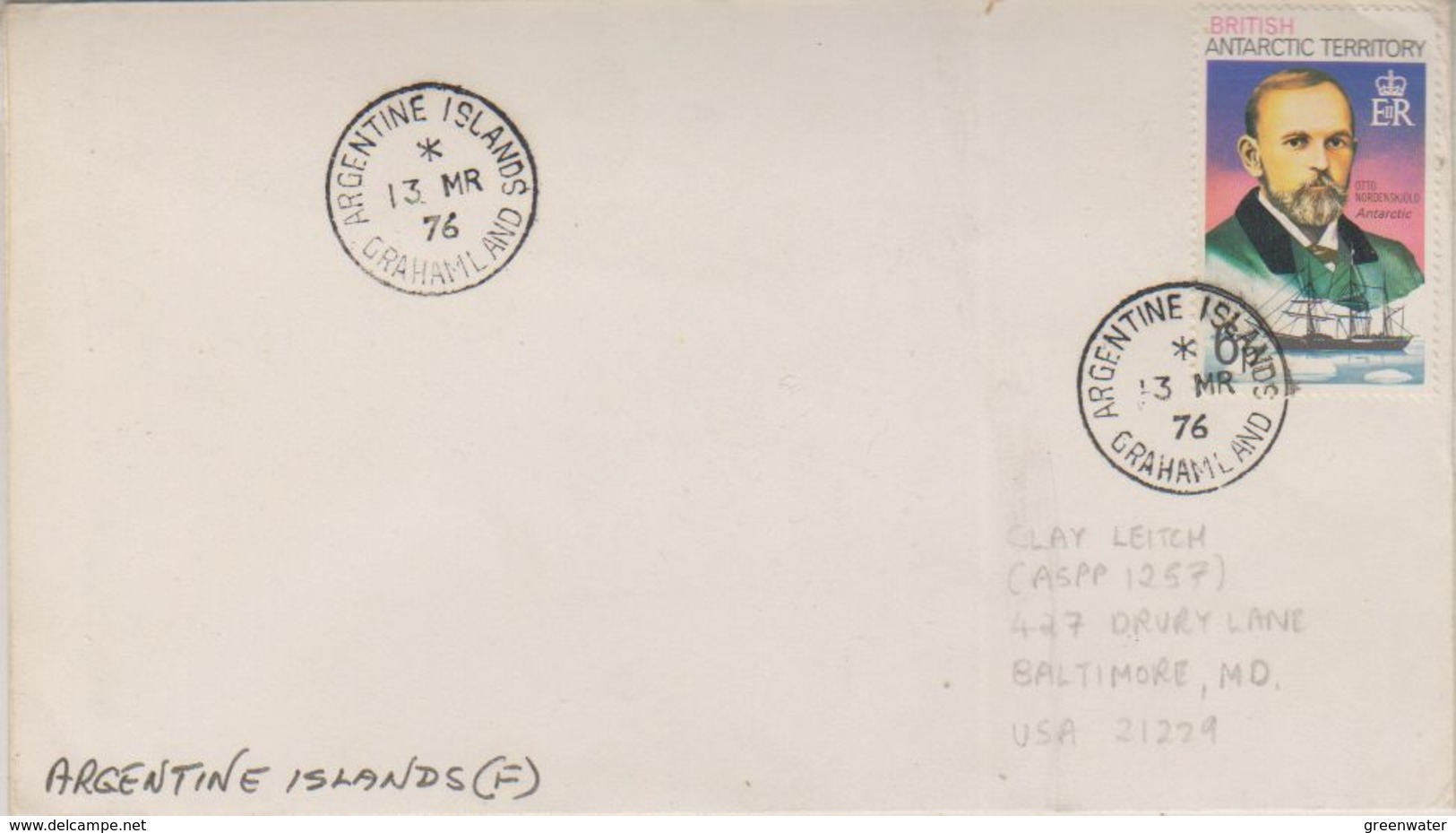 British Antarctic Territory 1976 Argentine Islands / Grahamland Cover Ca 13 Mr 76 Si Base Commander (38401) - Brieven En Documenten