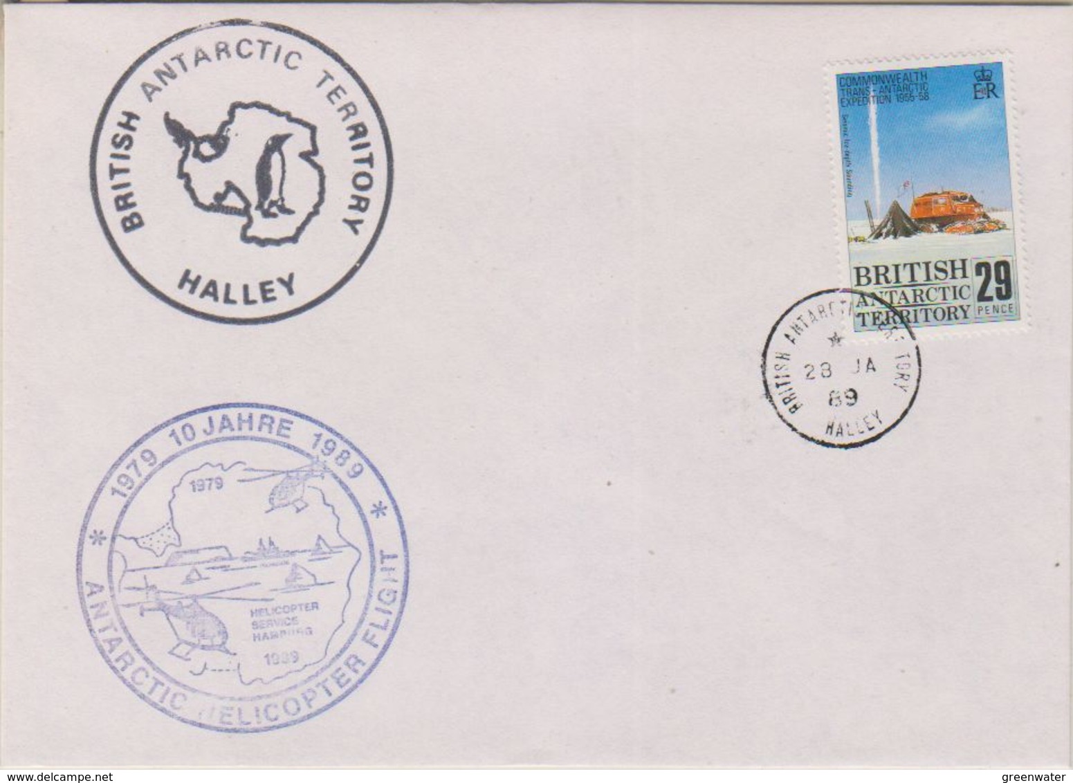 British Antarctic Territory 1989 10J. Antarctic Heli Flight, Ca 28 Ja 89 Halley (38402) - Brieven En Documenten