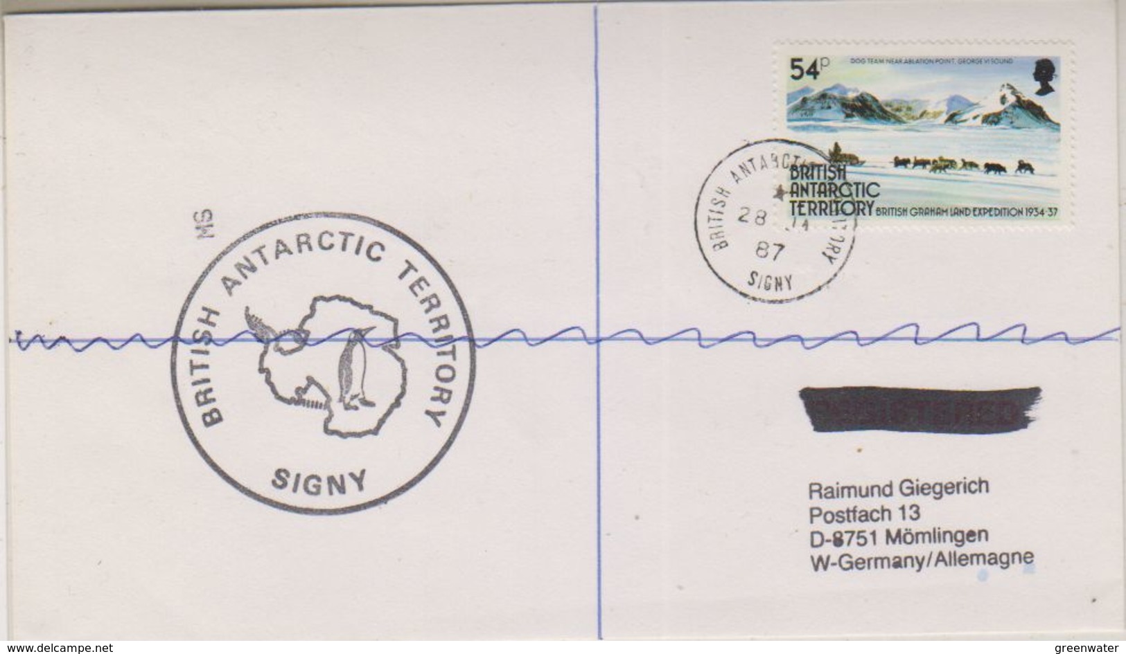 British Antarctic Territory 1987 Signy Ca 28 Ja 87 Signy (38404) - Brieven En Documenten