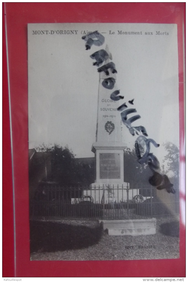 C P  Mont D'origny   Le Monument  Aux Morts - War Memorials